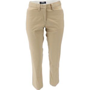 NWT LANDS' END STRAIGHT FIT PLAIN FRONT BOOT CUT CHINO PANTS DESERT KHAKI 0